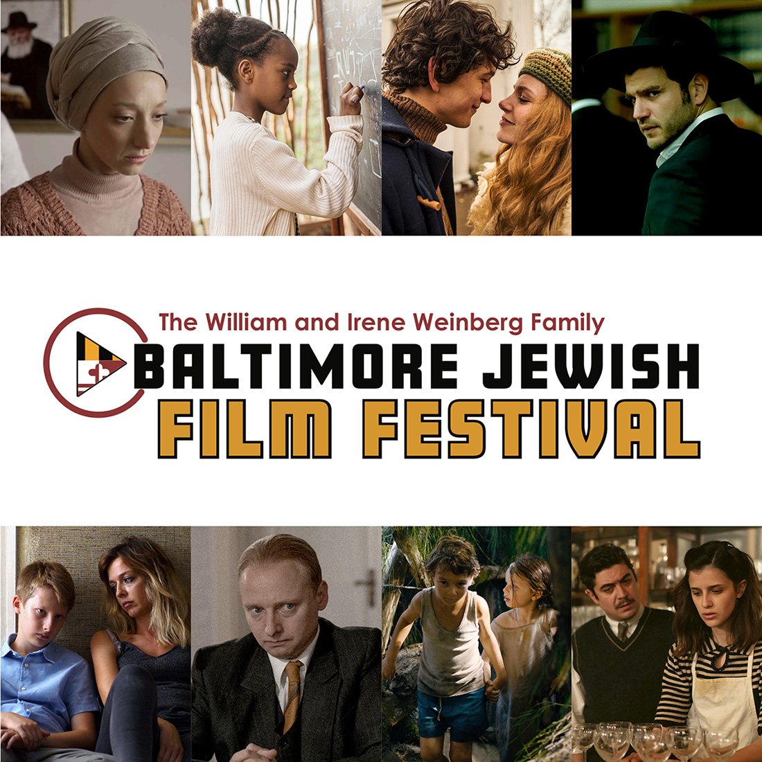 logo for the william and irene weinberg family baltimore jewish film festival.
