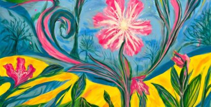 Floral galaxy painting by Ann Kathryn Kagan